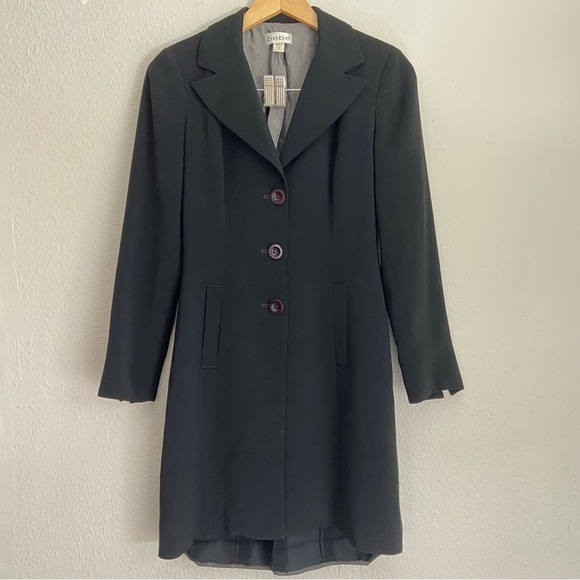 Y2K Vintage Bebe Blazer Jacket Button Up Long Black Size 2 See Description - Picture 2 of 11